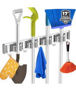 Broom Holder Mop Hanger Wall Mount Metal Organization Garage Storage System - $245.92 MXN