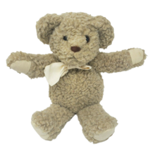 Vintage Applause Bravo Tan Waffles Teddy Bear Stuffed Animal Plush Toy W/ Bow - £58.81 GBP