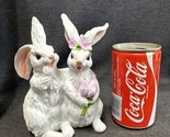 6.5” Easter Bunnies Resin Statue Spring Decor Display - $11.88