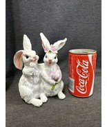 6.5” Easter Bunnies Resin Statue Spring Decor Display - $11.88