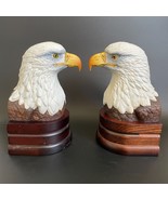 VTG Andrea by Sadek Bisque Porcelain on Wood Base Bald Eagle Bust Head B... - £59.87 GBP