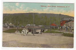 Subway Streetcar Main Street Salamanca New York 1915 postcard - £5.13 GBP