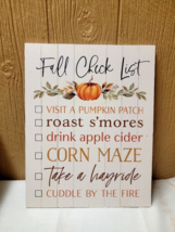 Wooden Fall Check List Hanging Sign 15.25&quot; x 11.75&quot; - £17.01 GBP