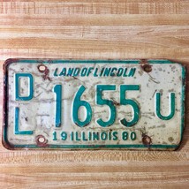 1980 United States Illinois Land of Lincoln Dealer License Plate DL 1655 U - $16.82
