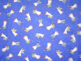  Oakhurst Textiles White Angels Blue Cotton Vintage Fabric Quilt Craft  - £12.50 GBP