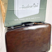 Feather Lite Suitcase Brown Vinyl Soft Side Luggage 26x17x7 Travel Vinta... - $28.45