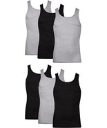Hanes Men's Tag-Free Tank A-Shirt 6 Pack, Black / Gray Medium NWT - $51.98 CAD