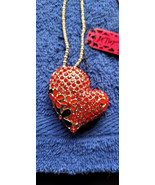 New Betsey Johnson Necklace Heart Red Rhinestone Valentine Love Collecti... - £11.78 GBP