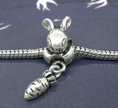 Rabbit Carrot Easter European Large Hole Bead For Charm Bracelets C62 - £2.75 GBP