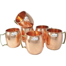 Set of 6 - Prisha India Craft  Solid Copper Mug for Moscow Mules 550 ML / 18 oz  - £67.34 GBP