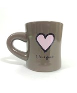 Life is Good Brown with Pink Heart Coffee Mug 8-9 ounces - $235.83 MXN
