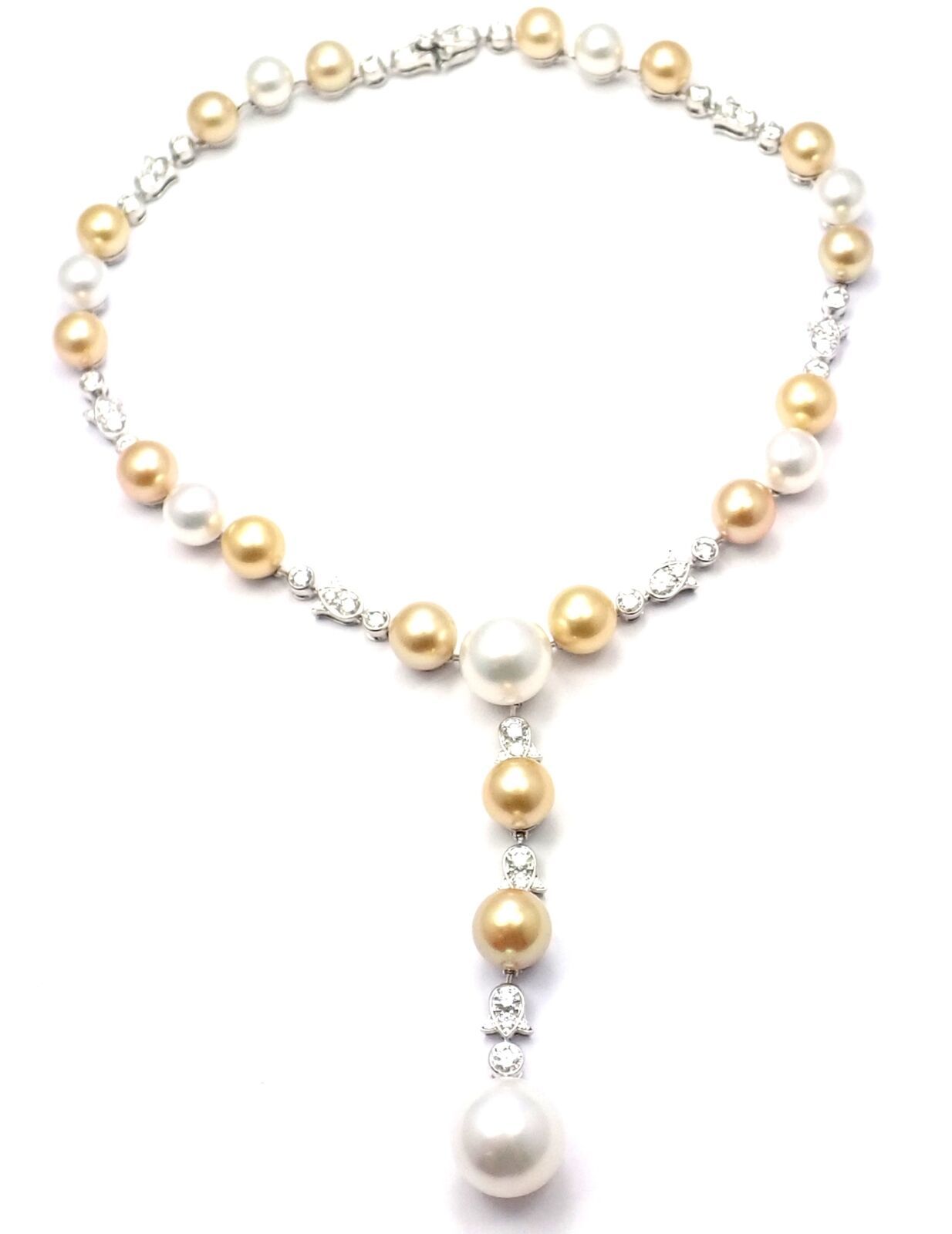 Primary image for Authentic! Cartier Calin Platinum Diamond Tahitian & South Sea Pearl Necklace
