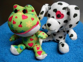 Build a Bear Friendly 2 pc Sweetheart Frog &amp; Shaggy Puppy Dog Plush Stuf... - $9.89