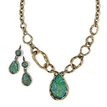 Avon Underwater Paradise Necklace & Earring Set~ (Burnished Brass / Abolonge) - £18.65 GBP