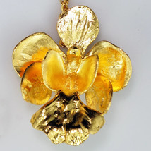 Vintage Risis Singapore 22 K Gold Dipped Vanda Orchid Necklace or Brooch Signed - $72.57
