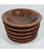 Antique Vintage Primitive Bowl 7 Inch Wood Walnut Salad Handcrafted SET ... - $48.39 CAD
