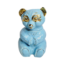 Blue Bear Cookie Jar Pearl China Co 22 kt Gold Vintage 1940s Rare AS IS - £56.36 GBP