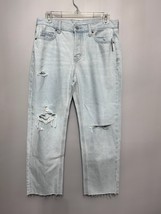Old Navy Womans Slouchy Straight Light Wash Jeans Frayed Hem 4P NWT - $25.23