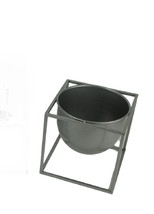 Scratch &amp; Dent Metallic Silver Metal Modern Planter Bowl in Angular Stand - £27.05 GBP