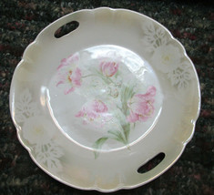 Oremont Bavaria German Porcelain Handled 9.5&quot; Plate Pink Flowers Center - £12.70 GBP