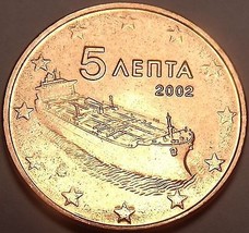 Gem Unc Greece 2002 5 Euro Cents~Ship Freighter Coin~Fantastic - £3.37 GBP