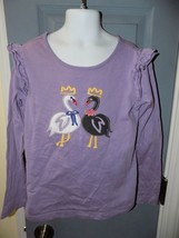 Hanna Andersson Purple LS Swan Applique Shirt Size 120 (6) Girl&#39;s - £15.66 GBP