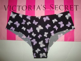 Victoria&#39;s Secret &quot;Pink&quot; No Show Cheekster Panty Black Purple Butterfly Sz Xl - £10.24 GBP