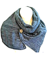 Navy Blue Warm Wrap Scarf with Hidden Pocket Rectangle Button Closure He... - £14.68 GBP