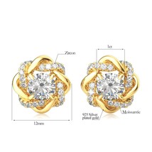 1CT Round Moissanite Earrings Stud For Woman 925 Sterling Silver Anniversary Eng - £73.14 GBP