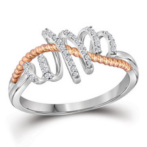 10k White Gold Womens Round Diamond Pink-tone Rope Spiral Band Ring 1/10 Cttw - £159.07 GBP
