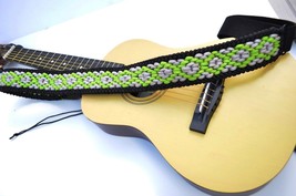 Adjustable Paracord Guitar Strap 2&quot; Wide for Base Acoustic Electric GREEN / GRAY - £15.65 GBP
