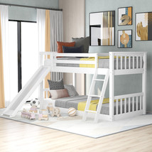Twin over Twin Bunk Bed with Convertible Slide and Ladder, White  - £371.43 GBP