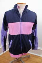 Vtg Robert Stock S Blue Purple Pink Colorblock Track Jacket Poly Cotton ... - $24.15