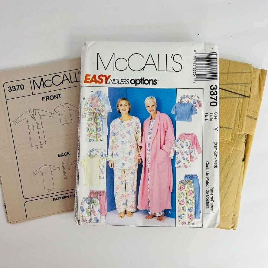 McCalls Pattern Misses Xs S M Robe Pajamas Tunic Top Pants Shorts FF 3370 - £10.21 GBP