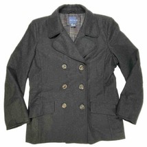 Faconnable Pea Coat Womens XL Wool Dark Navy Blue Double Breasted Jacket Italy - £61.57 GBP