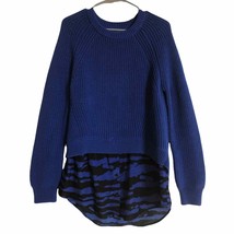 Michael Kors zebra print royal blue sweater oversized women’s M - $37.03