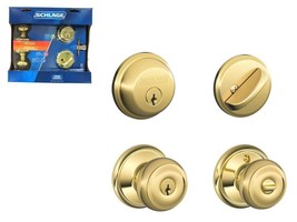 Schlage FB50NVGEO505 Georgian Keyed Entry with Deadbolt, Bright Brass - $52.47