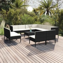  Garden Lounge Set Black PE rattan 13 piece set Modular - $1,709.62 CAD