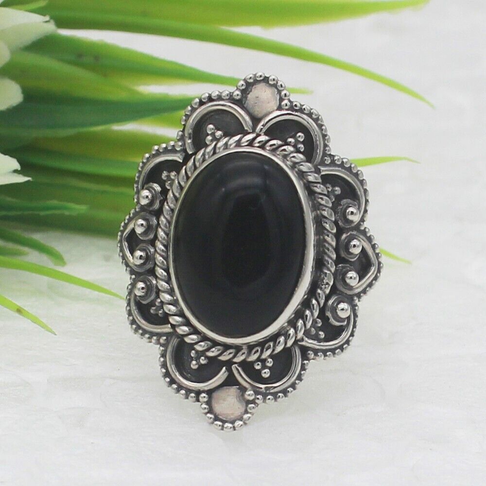 Silver Black Onyx Ring 925 Sterling Handmade Jewelry Birthstone Ring All Size