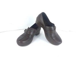 Dansko Tamara Womens 38 /US 7.5M Brown Leather Split Toe Nurse Clogs Mules Shoes - $44.89