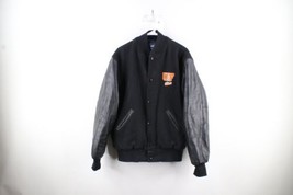 Vtg 90s Mens M Distressed University of Findlay Wool Leather Varsity Jacket USA - £100.75 GBP