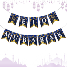 Eid Mubarak Banner Eid Decorations Moon and Star Ramadan Decorations for Home La - £9.24 GBP