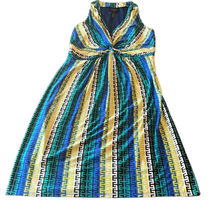 Laundry By Shelli Segal Women&#39;s Size 4 Blue Green Fit N Flare Sleeveless Dress - £14.98 GBP