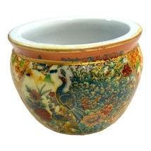 Vintage Japanese Peacocks Gold Satsuma Vase Planter Pot Mini 3” Gold Moriage - £33.54 GBP