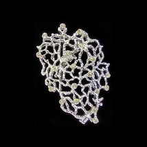 Vintage GERRY&#39;S 2.25&quot; Silver Rhinestone Evening Abstract Coral Brooch Pin Estate - £15.28 GBP
