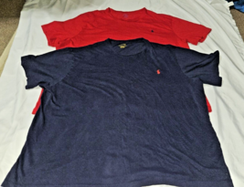 2 Polo Ralph Lauren TShirt Mens 2XT 2XB  Red Navy Blue Crew Neck T Shirt... - $18.37