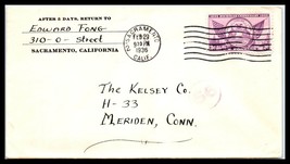 1936 US Cover - Sacramento, California to Meriden, Connecticut D25 - $2.96