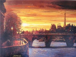Howard Behrens &quot;Twilight on the Seine II&quot; Heavily Embellished List $3750 HS#COA - £1,975.93 GBP
