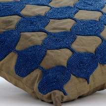 Beaded Lattice Trellis Blue Art Silk 16x16 Throw Pillow Cover, Living Blue Tops - £41.46 GBP+