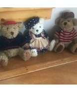 Gently Used Lot of 3 Plush Patriotic Brass Button Bears OPAL Cody TULLY ... - £15.46 GBP
